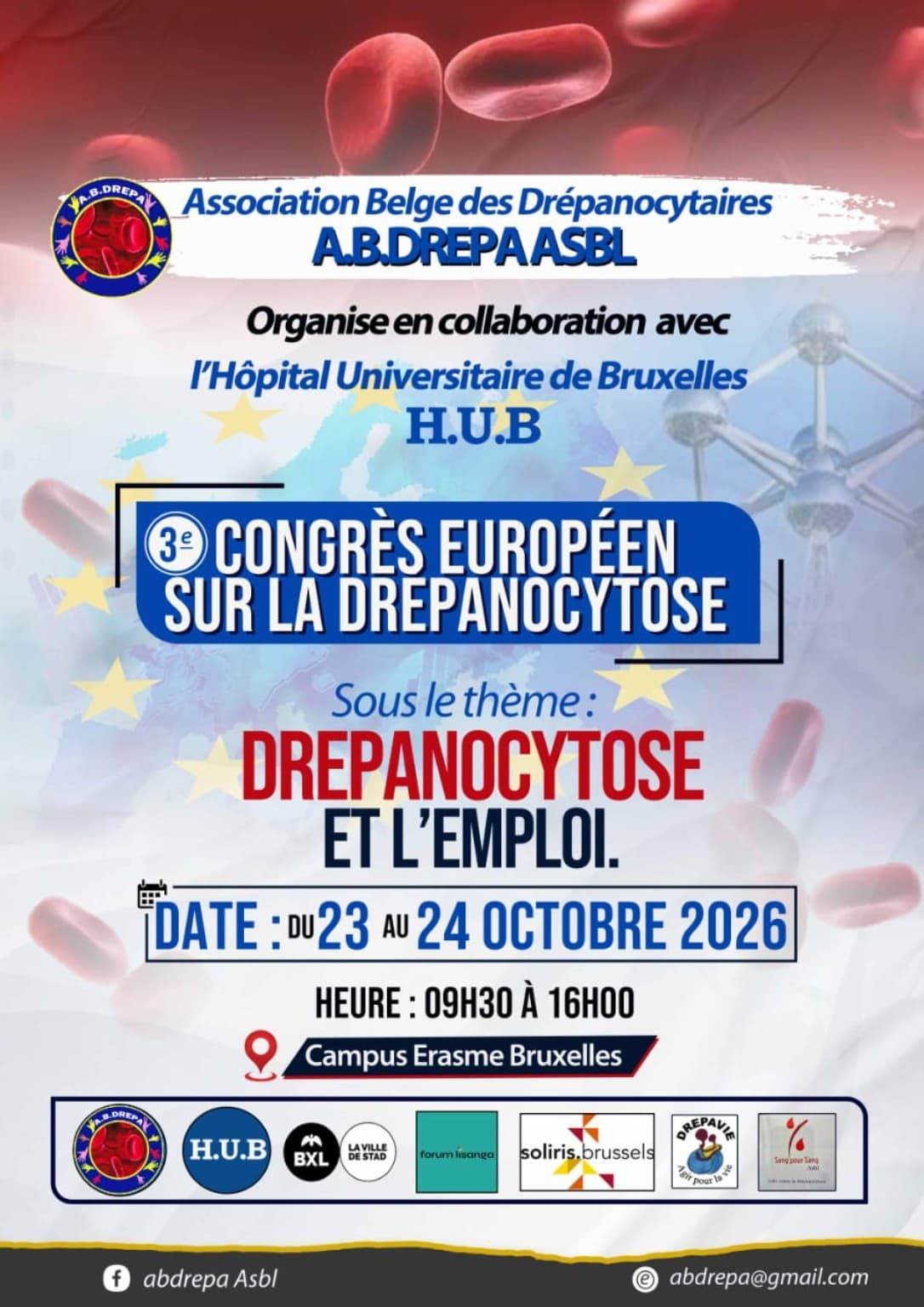 Affiche du 3e Congrès Européen sur la Drépanocytose
